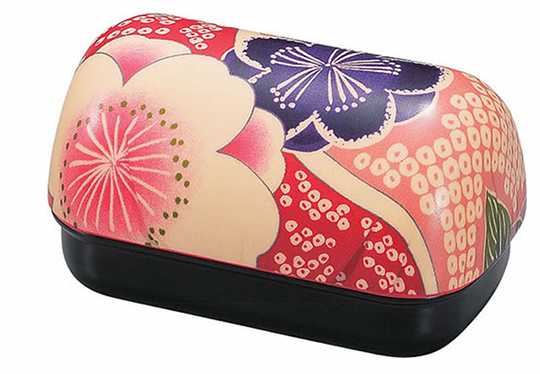 A nunohari bento lunch-box with Japanese flower patterns