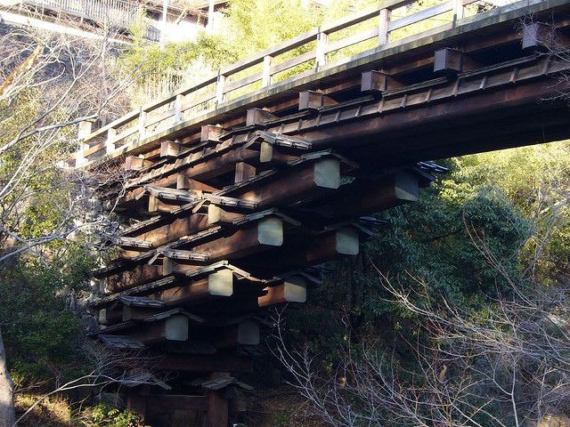 Detail of the structure of Saruhashi Bridge in Yamanashi Prefecture