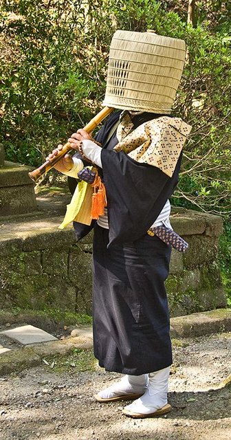 A komuso Buddhist monk in Kamakura, Japan