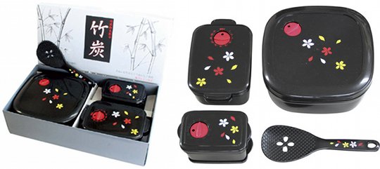 Japanese food containers with flower patterns