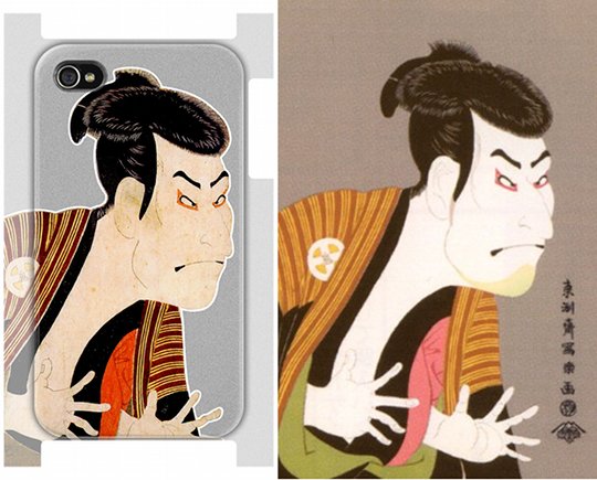 An iPhone case with a picture of a kabuki actor