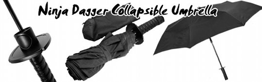An umbrella with a hilt like a ninja’s dagger