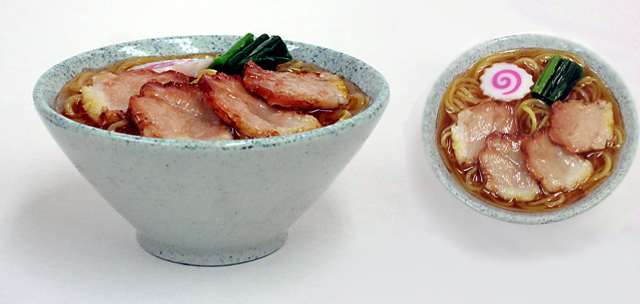 A replica bowl of ramen noodles
