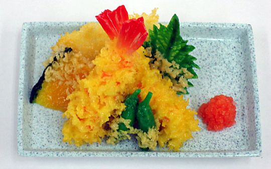 A model of a plate of tempura