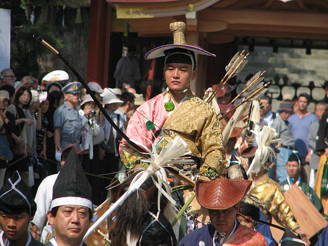 A yabusame archer on his horse in Kamakura, Japan