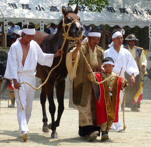 A captured horse at Odaka Shrine during Nomakake