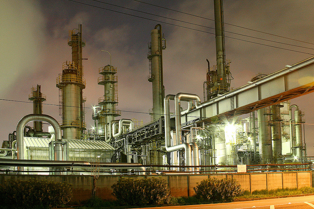 Steel towers at a chemical plant in Chidoricho, Kawasaki