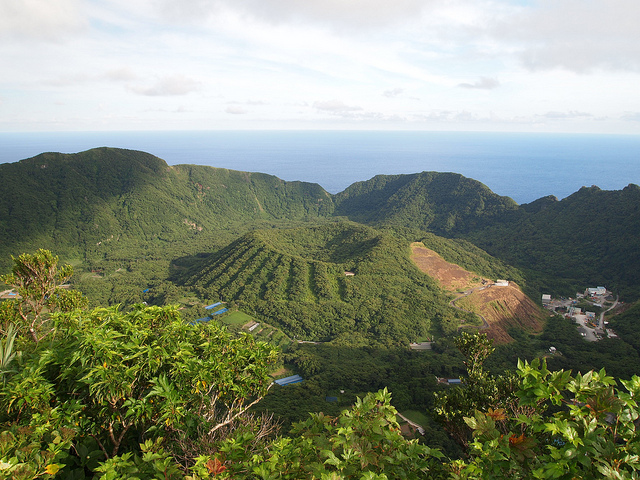 A view of Aogashima Volcano’s inner crater