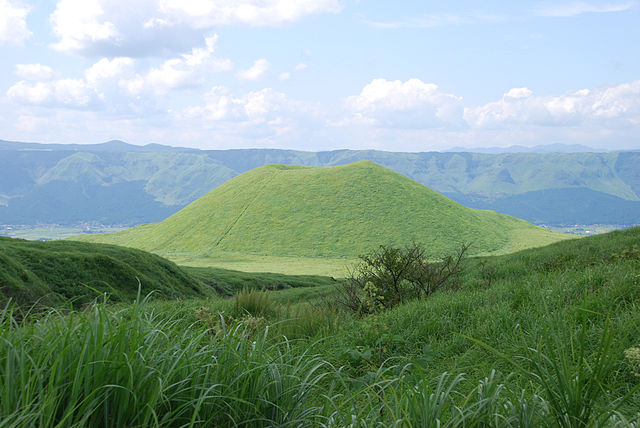 Kome Zuka, or the rice mound, the cone of a dormant volcano with Aso